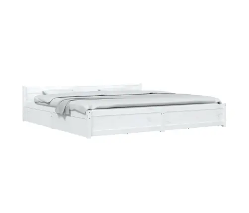 Gultas Rāmis Ar Atvilktnēm, Balts, 180X200 Cm, Divvietīgs Vidaxl