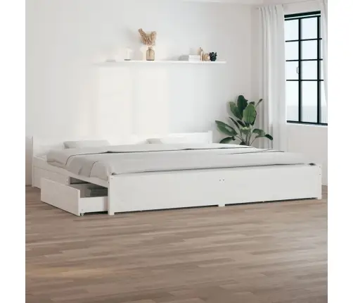 Gultas Rāmis Ar Atvilktnēm, Balts, 180X200 Cm, Divvietīgs Vidaxl