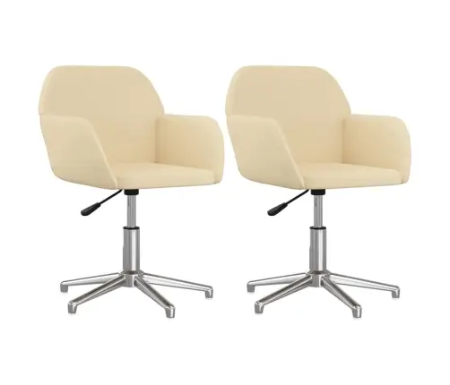 Grozāmi Virtuves Krēsli, 2 Gab., Krēmkrāsas Audums Vidaxl