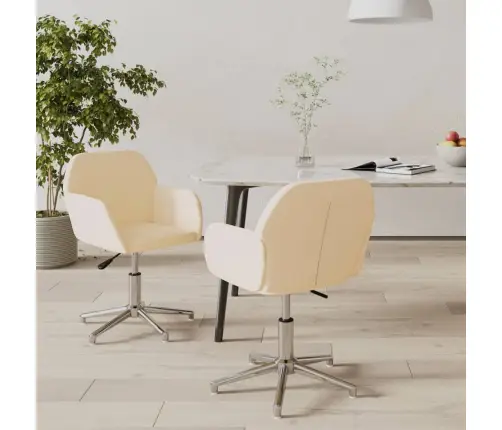 Grozāmi Virtuves Krēsli, 2 Gab., Krēmkrāsas Audums Vidaxl