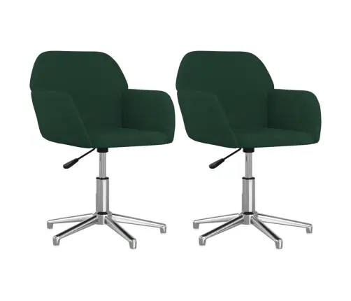 Grozāmi Virtuves Krēsli, 2 Gab., Tumši Zaļš Audums Vidaxl