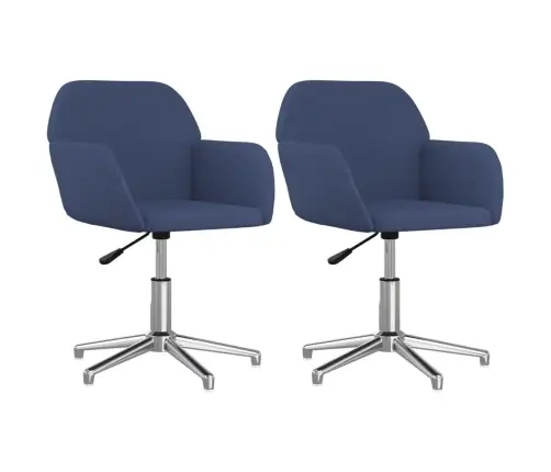 Grozāmi Virtuves Krēsli, 2 Gab., Zils Audums Vidaxl