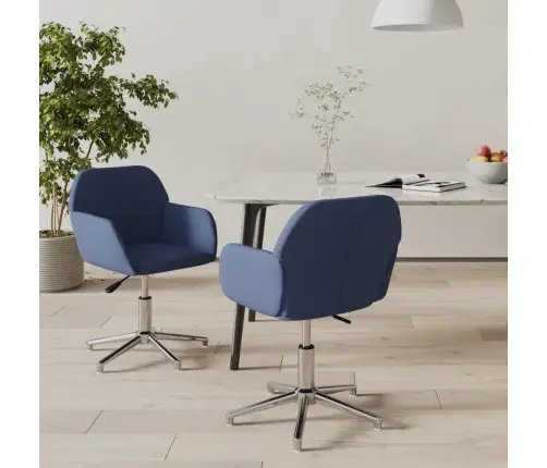 Grozāmi Virtuves Krēsli, 2 Gab., Zils Audums Vidaxl
