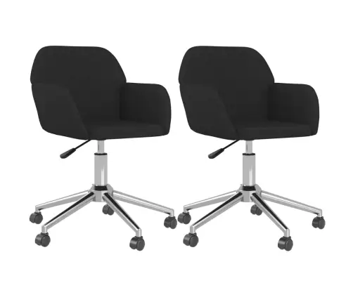 Grozāmi Virtuves Krēsli, 2 Gab., Melns Audums Vidaxl