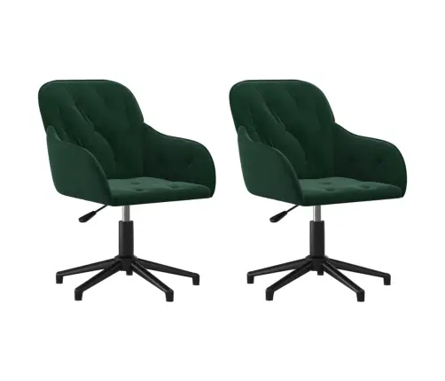 Grozāmi Virtuves Krēsli, 2 Gab., Tumši Zaļš Samts Vidaxl