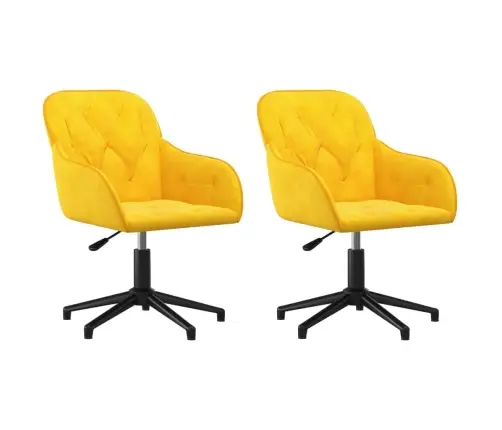 Grozāmi Virtuves Krēsli, 2 Gab., Dzeltens Samts Vidaxl