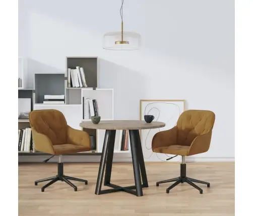 Pasukamos Valgomojo Kėdės, 2Vnt., Rudos Spalvos, Aksomas