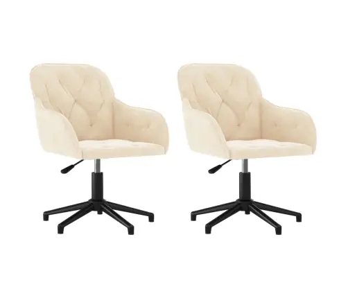 Grozāmi Virtuves Krēsli, 2 Gab., Krēmkrāsas Samts Vidaxl