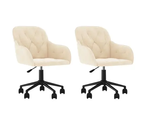 Grozāmi Virtuves Krēsli, 2 Gab., Krēmkrāsas Samts Vidaxl Grozāmi Virtuves Krēsli, 2 Gab., Krēmkrāsas Samts Vidaxl