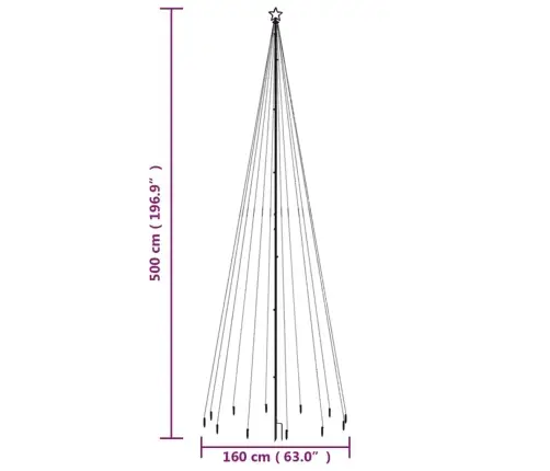Kalėdų Eglutė Su Kuoliuku, 500cm 732 Šiltos Baltos Spalvos Led