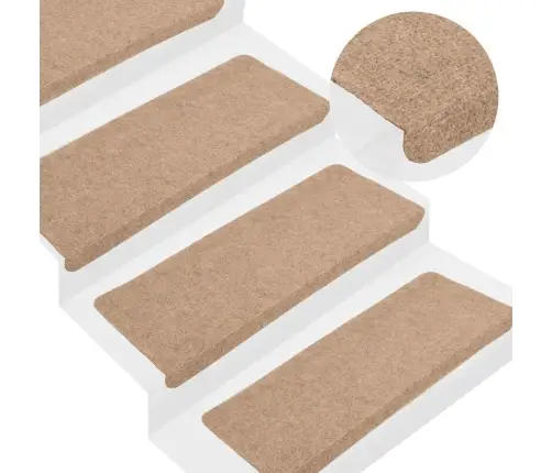 Kāpņu Paklāji, 15 Gab., Pašlīmējoši, 65X24,5X3,5 Cm, Bēši Vidaxl