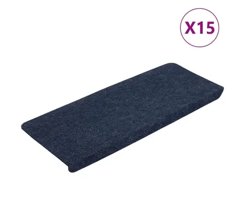 Kāpņu Paklāji, 15 Gab., Pašlīmējoši, 65X24,5X3,5 Cm, Zili Vidaxl