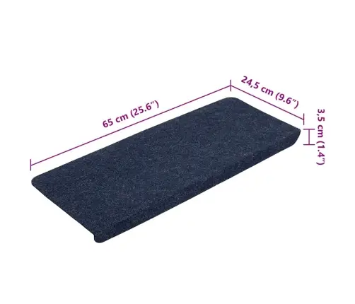 Kāpņu Paklāji, 15 Gab., Pašlīmējoši, 65X24,5X3,5 Cm, Zili Vidaxl