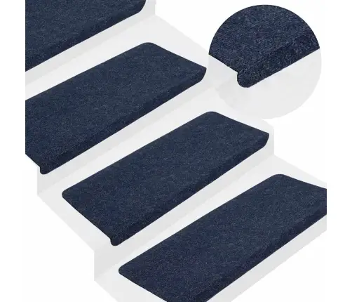 Kāpņu Paklāji, 15 Gab., Pašlīmējoši, 65X24,5X3,5 Cm, Zili Vidaxl