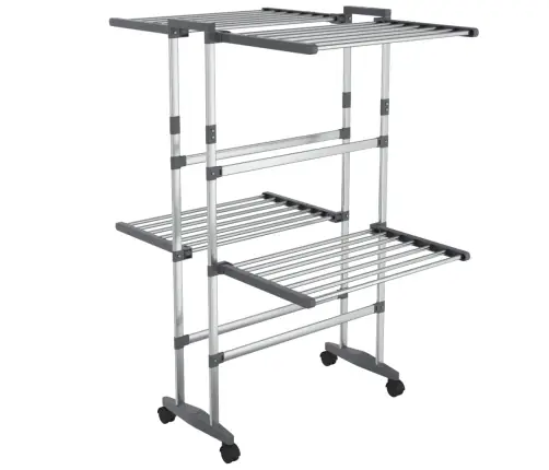 Veļas Žāvētājs Ar Riteņiem, 2 Līmeņi, Sudrabains, 60X70X106 Cm Vidaxl