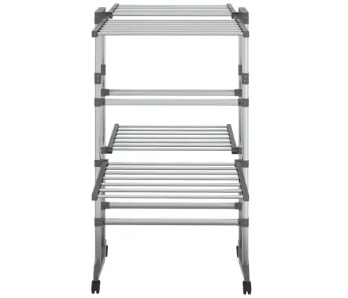 Veļas Žāvētājs Ar Riteņiem, 2 Līmeņi, Sudrabains, 60X70X106 Cm Vidaxl