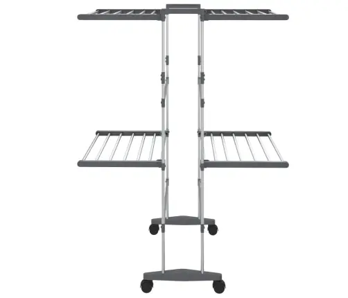 Veļas Žāvētājs Ar Riteņiem, 2 Līmeņi, Sudrabains, 60X70X106 Cm Vidaxl