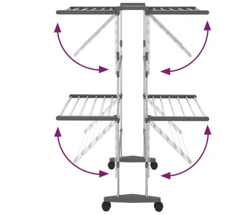 Veļas Žāvētājs Ar Riteņiem, 2 Līmeņi, Sudrabains, 60X70X106 Cm Vidaxl