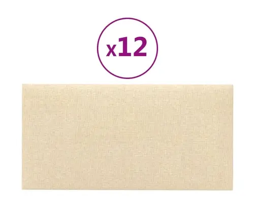 Sienas Paneļi, 12 Gab., Krēmkrāsas, 30X15 Cm, Audums, 0,54 M² Vidaxl