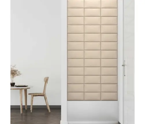Sienas Paneļi, 12 Gab., Krēmkrāsas, 30X15 Cm, Audums, 0,54 M² Vidaxl