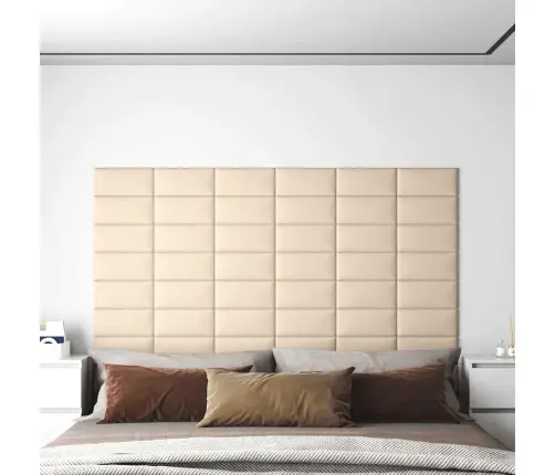 Sienas Paneļi, 12 Gab., Krēmkrāsas, 30X15 Cm, Audums, 0,54 M² Vidaxl