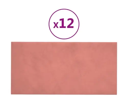 Seinapaneelid 12 Tk, Roosa, 30 X 15 cm Samet, 0,54 M²