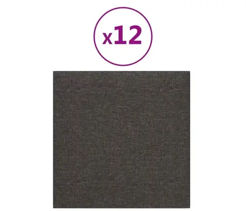 Sienas Paneļi, 12 Gab., Tumši Pelēki, 30X30 Cm, Audums, 1,08 M² Vidaxl