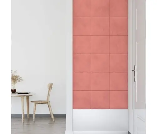 Sienas Paneļi, 12 Gab., Rozā, 30X30 Cm, Samts, 1,08 M² Vidaxl