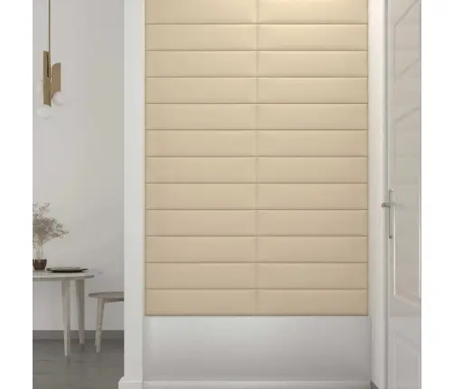 Sienų Plokštės, 12Vnt., Kreminės, 60X15cm Audinys, 1,08M²