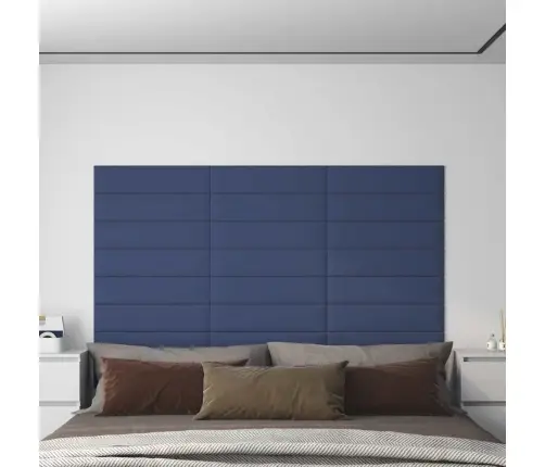 Sienas Paneļi, 12 Gab., Zili, 60X15 Cm, Audums, 1,08 M² Vidaxl