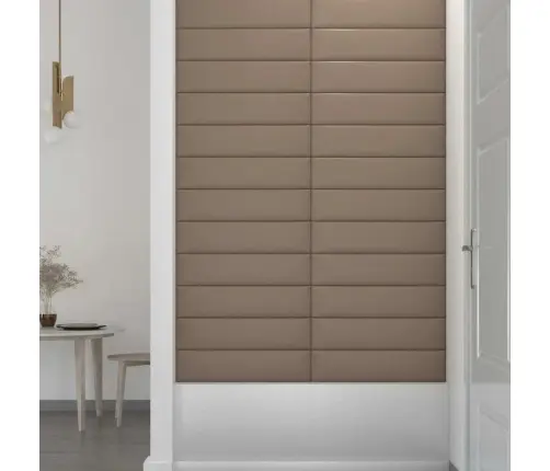 Seinapaneelid 12 Tk, Cappuccino, 60 X 15 cm Kunstnahk, 1,08 M²