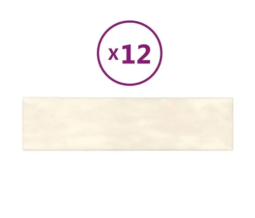 Sienas Paneļi, 12 Gab., Krēmkrāsas, 60X15 Cm, Samts, 1,08 M² Vidaxl