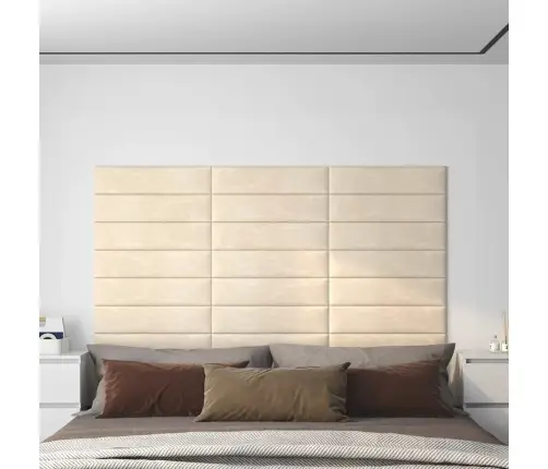 Sienas Paneļi, 12 Gab., Krēmkrāsas, 60X15 Cm, Samts, 1,08 M² Vidaxl