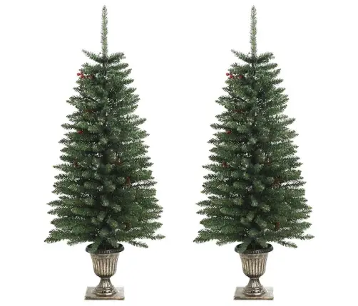 Mākslīgās Ziemassvētku Egles, 2 Gab., Ar Vainagu, Vītni Un Led Vidaxl