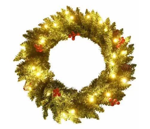 Mākslīgās Ziemassvētku Egles, 2 Gab., Ar Vainagu, Vītni Un Led Vidaxl