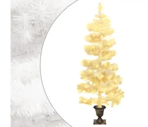 Spiraalne Valgustusega Kunstkuusk Potiga, Valge, 120 cm Pvc