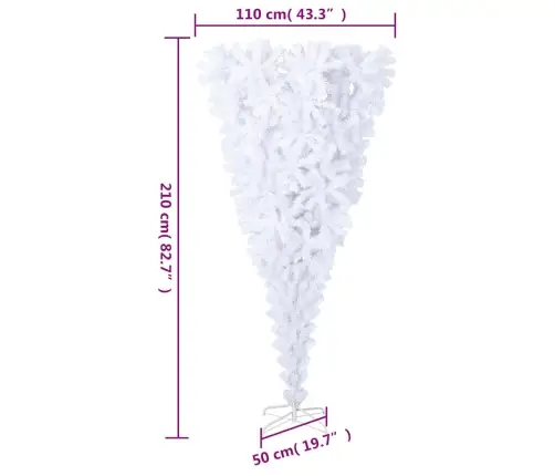 Tagurpidi Kunstkuusk Alusega, Valge, 210 Cm