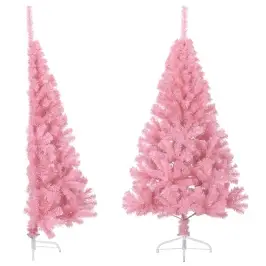 Dirbtinė Pusinė Kalėdų Eglutė Su Stovu, Rožinė, 120cm Pvc