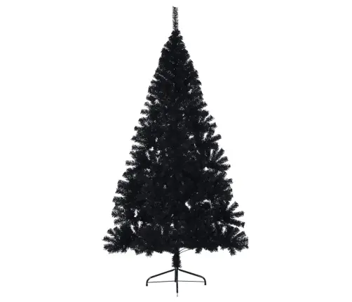 Mākslīgā Ziemassvētku Egle Ar Statīvu, Pusapaļa, 210 Cm, Melna Vidaxl