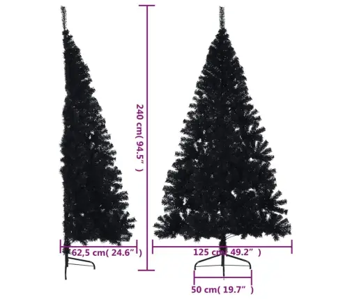 Mākslīgā Ziemassvētku Egle Ar Statīvu, Pusapaļa, 240 Cm, Melna Vidaxl Mākslīgā Ziemassvētku Egle Ar Statīvu, Pusapaļa, 240 Cm, Melna Vidaxl