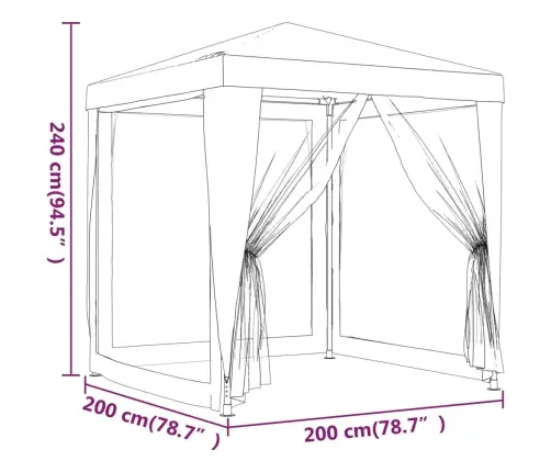 Svinību Telts, Ar 4 Sieta Sienām, 2X2 M, Antracītpelēka, Hdpe Vidaxl