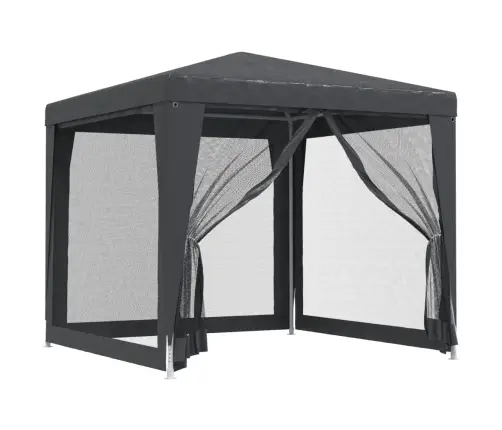 Svinību Telts, Ar 4 Sieta Sienām, 2,5X2,5 M, Pelēka, Hdpe Vidaxl