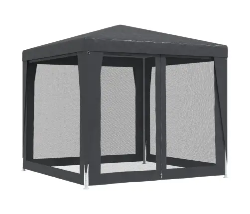 Svinību Telts, Ar 4 Sieta Sienām, 2,5X2,5 M, Pelēka, Hdpe Vidaxl