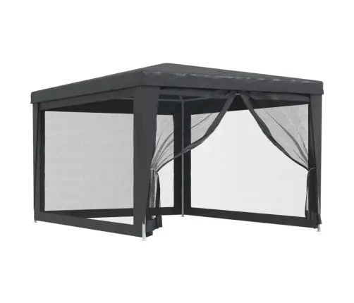 Svinību Telts, Ar 4 Sieta Sienām, 3X4 M, Antracītpelēka, Hdpe Vidaxl