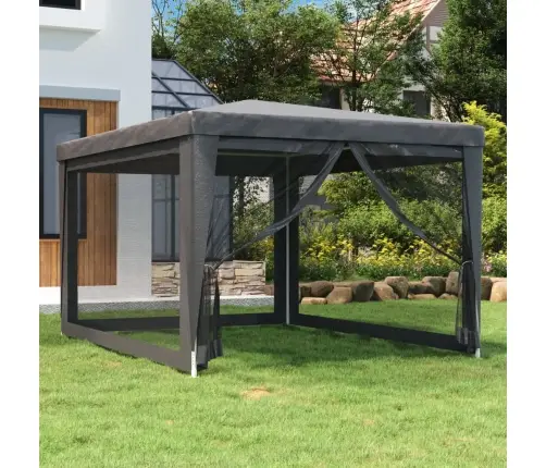 Svinību Telts, Ar 4 Sieta Sienām, 3X4 M, Antracītpelēka, Hdpe Vidaxl