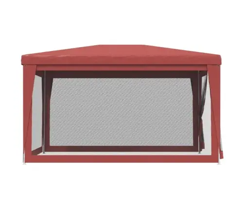 Svinību Telts, Ar 4 Sieta Sienām, 3X4 M, Sarkana, Hdpe Vidaxl
