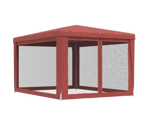 Svinību Telts, Ar 4 Sieta Sienām, 3X4 M, Sarkana, Hdpe Vidaxl