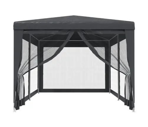 Svinību Telts, Ar 6 Sieta Sienām, 3X6 M, Antracītpelēka, Hdpe Vidaxl