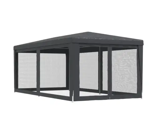 Svinību Telts, Ar 6 Sieta Sienām, 3X6 M, Antracītpelēka, Hdpe Vidaxl