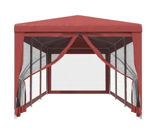 Svinību Telts, Ar 8 Sieta Sienām, 3X9 M, Sarkana, Hdpe Vidaxl